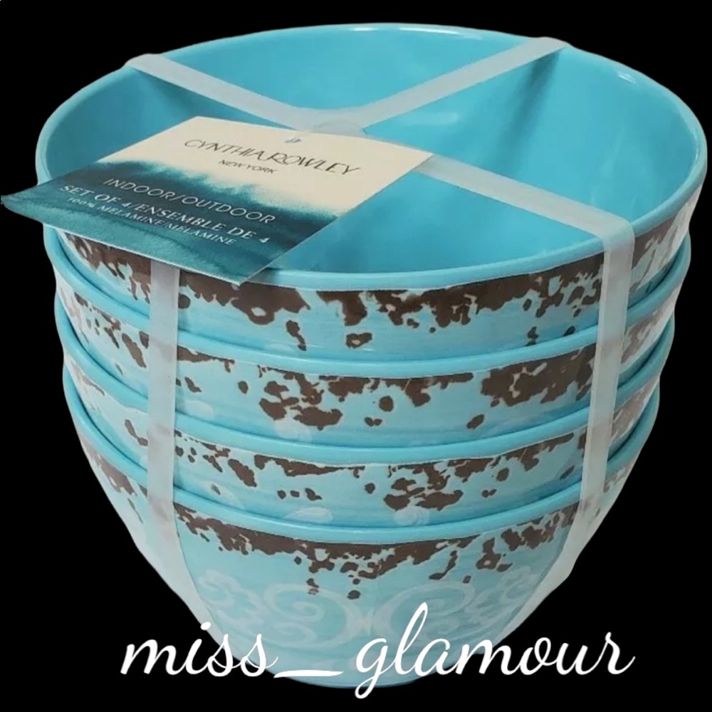 Cynthia Rowley Medallion Scroll Tuscan MELAMINE Dipping Bowl Set of 4